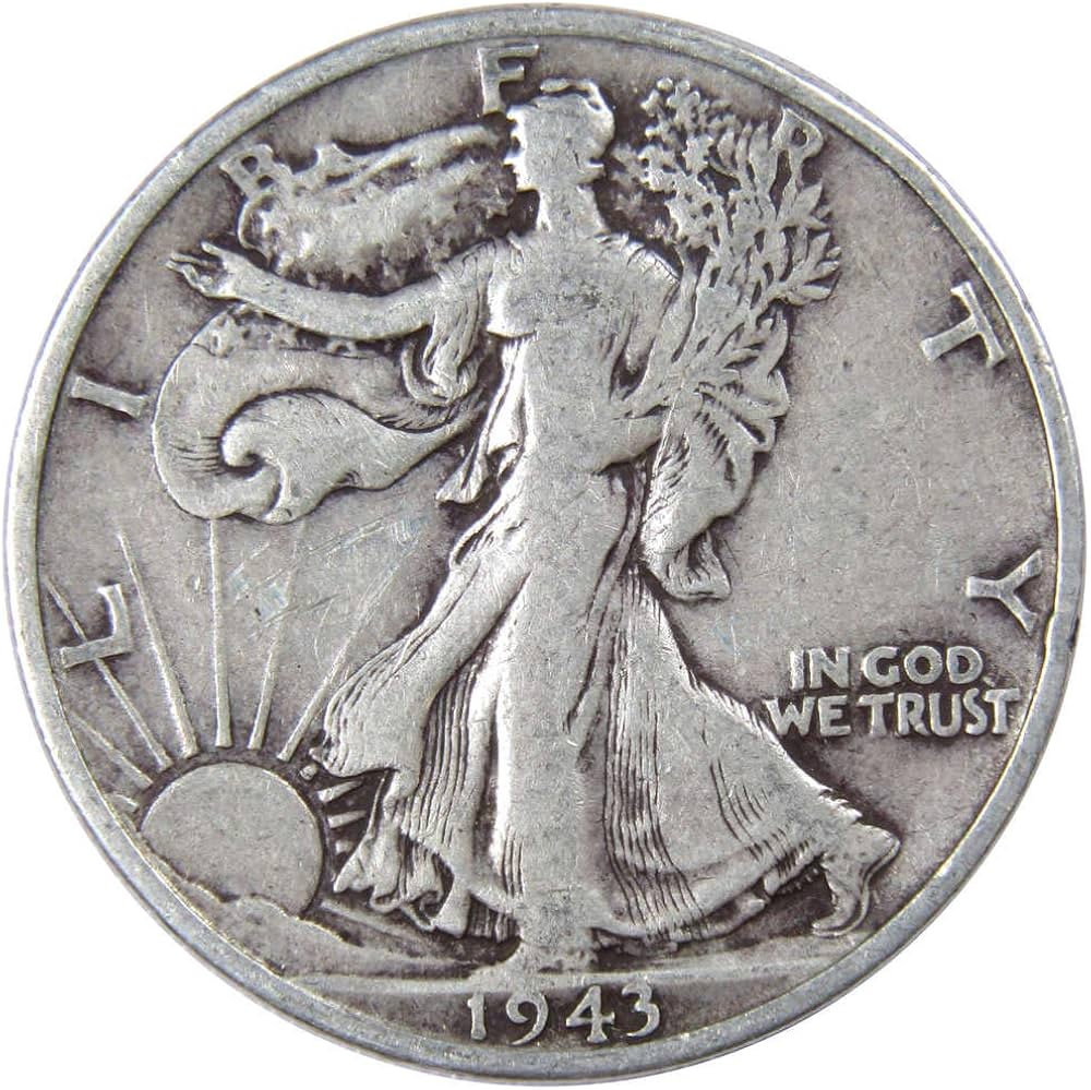 1943-S Walking Liberty half dollar with prooflike surfaces showing deeply mirrored fields